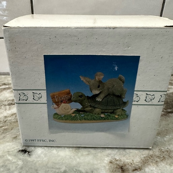 1998 Ltd Ed Charming Tails Fitz & Floyd " Steady Wins The Race" Turtle Bunny - Picture 2 of 11